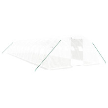 (white, 14 x 4 x 2 m) vidaXL Greenhouse Plant House with Steel Frame Polytunnel Greenhouse White