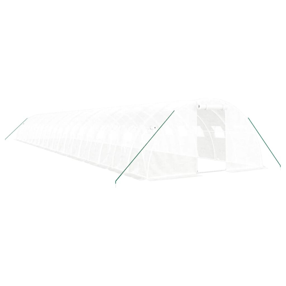 Vidaxl (White, 20 X 4 X 2 M) Greenhouse Plant House With Steel Frame Polytunnel Greenhouse White