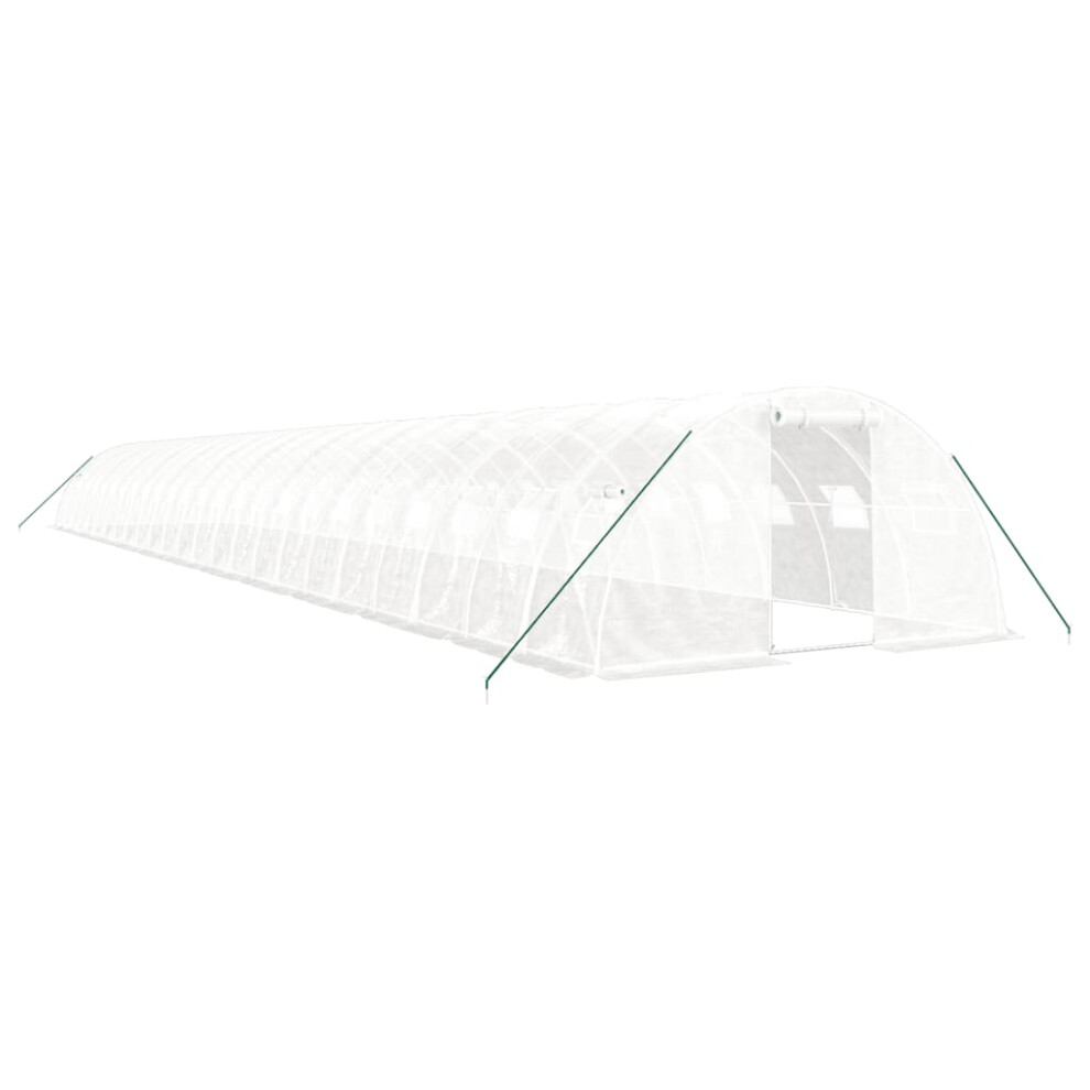 (white, 24 x 4 x 2 m) vidaXL Greenhouse Plant House with Steel Frame Polytunnel Greenhouse White