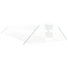 (white, 16 x 4 x 2 m) vidaXL Greenhouse Plant House with Steel Frame Polytunnel Greenhouse White