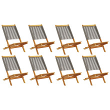 (grey, 8 pcs) vidaXL Garden Chairs Outdoor Dining Chair Solid Wood Acacia and Polypropylene