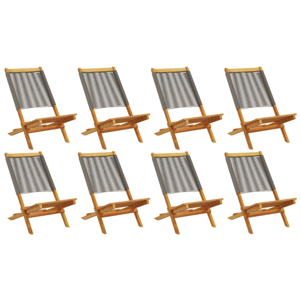 Vidaxl (Grey, 8 Pcs) Garden Chairs Outdoor Dining Chair Solid Wood Acacia And Polypropylene