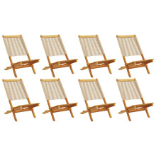 (beige, 8 pcs) vidaXL Garden Chairs Outdoor Dining Chair Solid Wood Acacia and Polypropylene