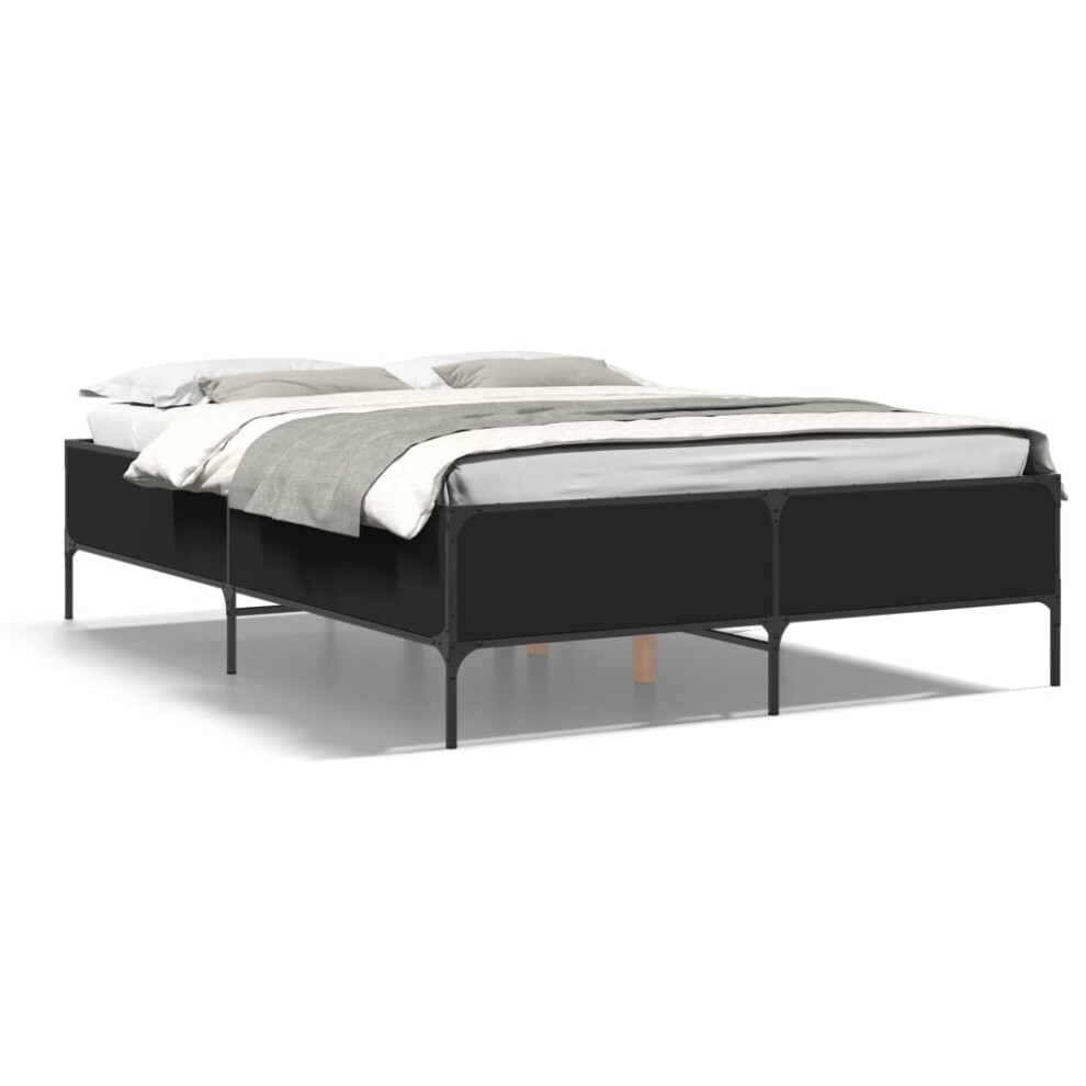 Vidaxl (160 X 200 Cm/ 44 Cm) Bed Frame Home Bed Base Mattress Foundation Engineered Wood And Metal