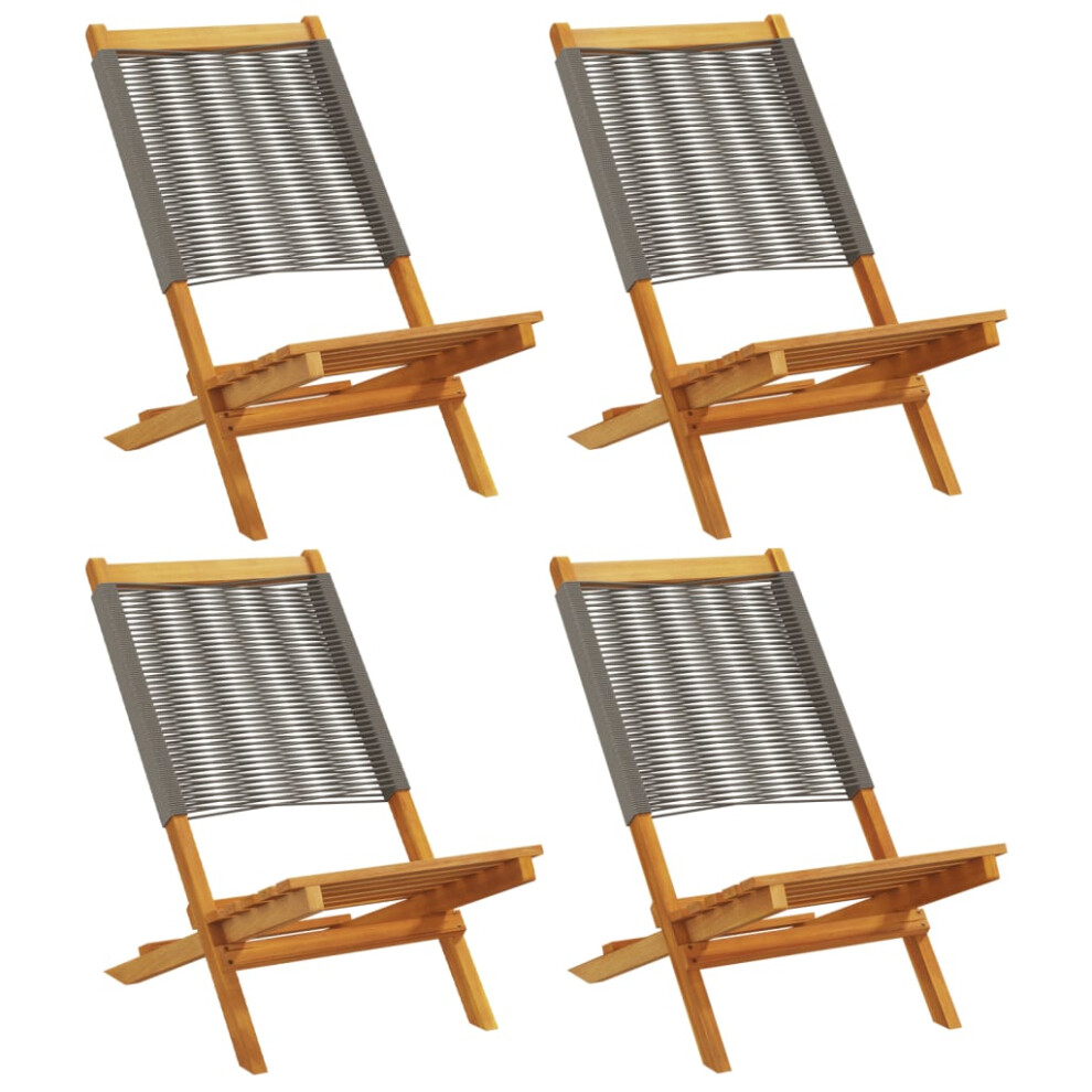 Vidaxl (Grey, 4 Pcs) Garden Chairs Outdoor Dining Chair Solid Wood Acacia And Polypropylene