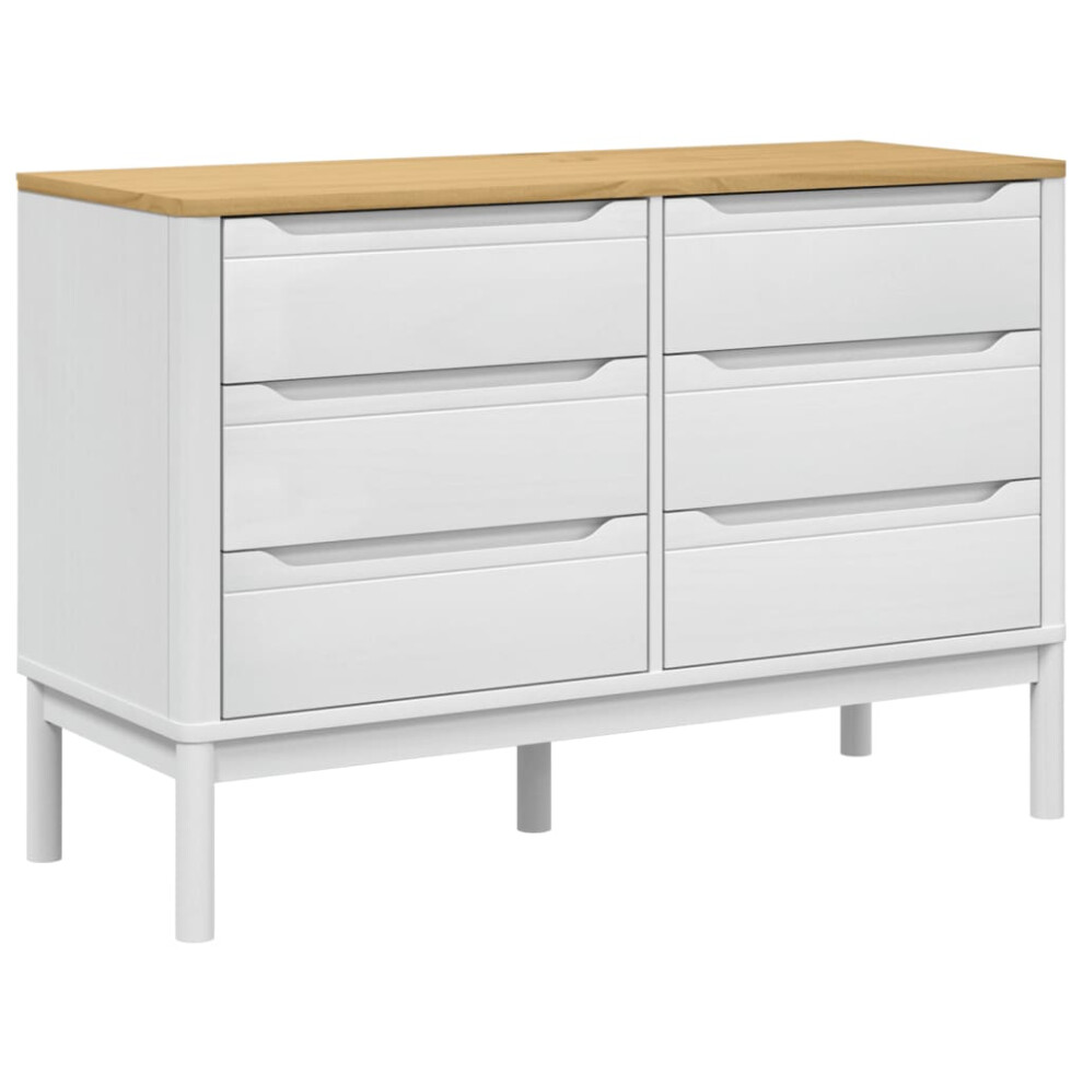 Vidaxl (White) Chest Of Drawers Storage Drawers Cabinet Sideboard Solid Wood Pine