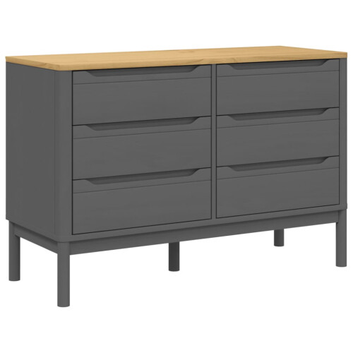 VidaXL vidaXL Kommode FLORO Grau Massivholz Kiefer 1