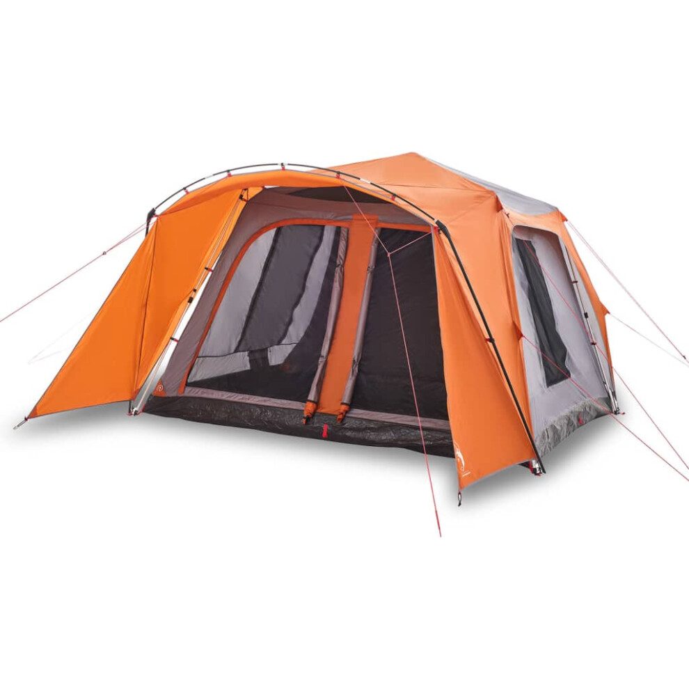 Vidaxl (Grey And Orange) Family Tent With Porch 9-Person Lightweight Camping Tent Quick Release