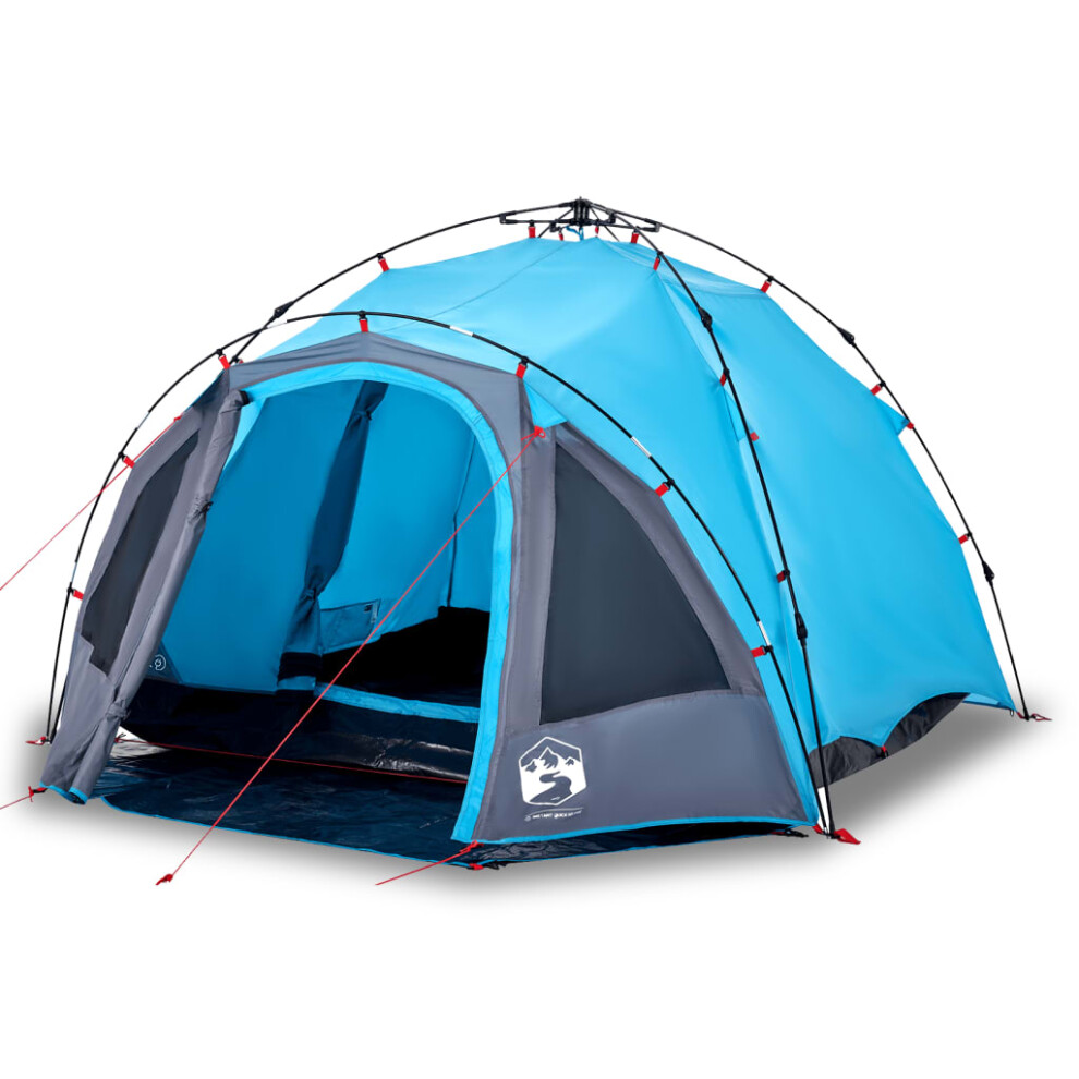 Vidaxl (Blue) Camping Tent Dome 3-Person Dome Tent Blackout Fabric Quick Release Blue