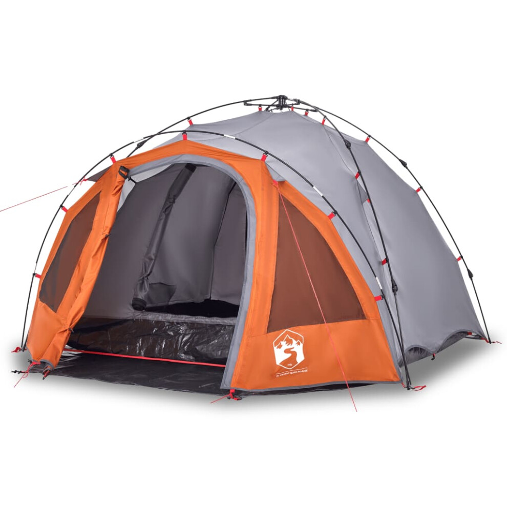 Vidaxl ( And Orange) Camping Tent Dome 3-Person Dome Tent Blackout Fabric Quick Release Grey/Orange