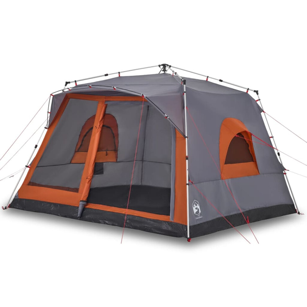 (grey and orange) vidaXL Family Tent Cabin 7-Person Lightweight Tent Camping Tent Quick Release