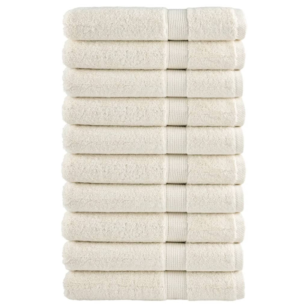 Vidaxl (Cream, 100 X 200 Cm/ 10 Pcs) Premium Sauna Towels Guest Bath Towel 10 Pcs Gold 600Gsm 100% Cotton