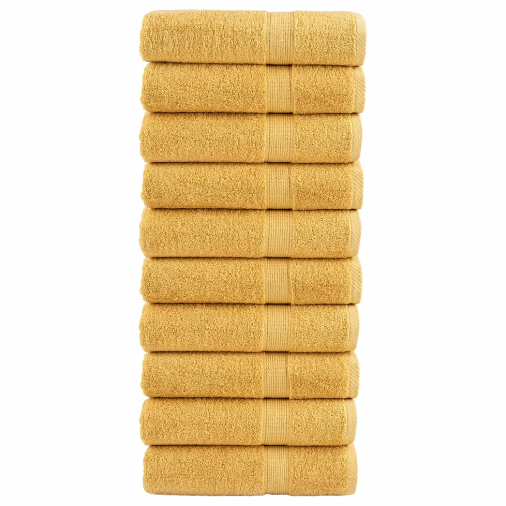 Vidaxl (Gold, 100 X 150 Cm/ 10 Pcs) Premium Sauna Towels Guest Bath Towel 10 Pcs Gold 600Gsm 100% Cotton