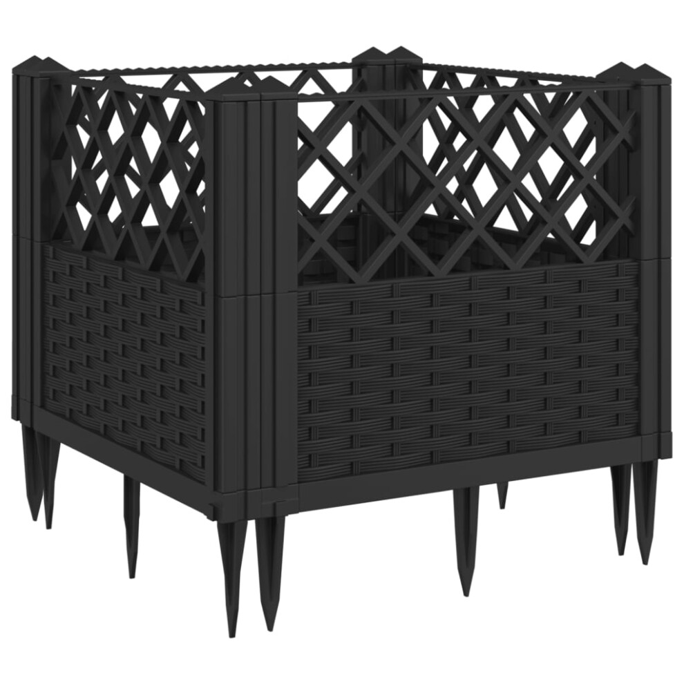 Vidaxl (Black, 43,5 X 43,5 X 43,5 Cm) Garden Planter With Pegs Raised Bed Outdoor Flower Pot Planter Pot Pp