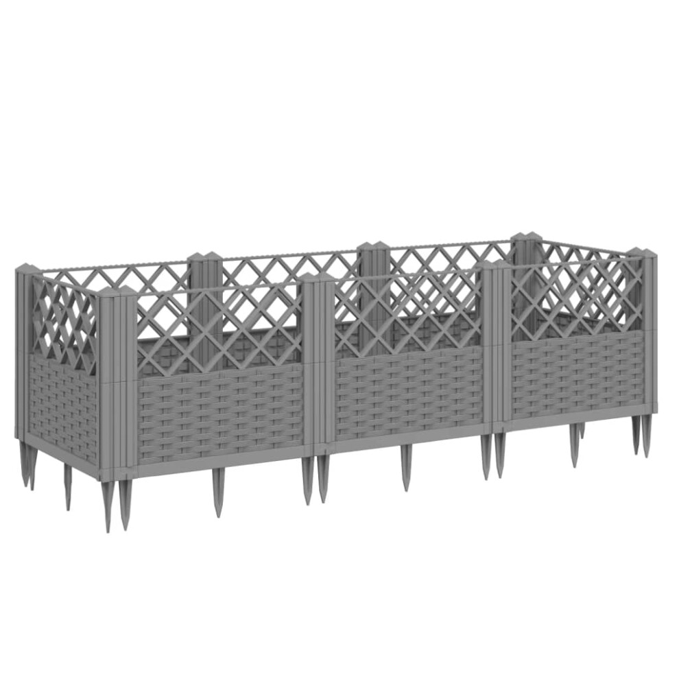 Vidaxl (Light Grey, 123,5 X 43,5 X 43,5 Cm) Garden Planter With Pegs Raised Bed Outdoor Flower Pot Planter Pot Pp