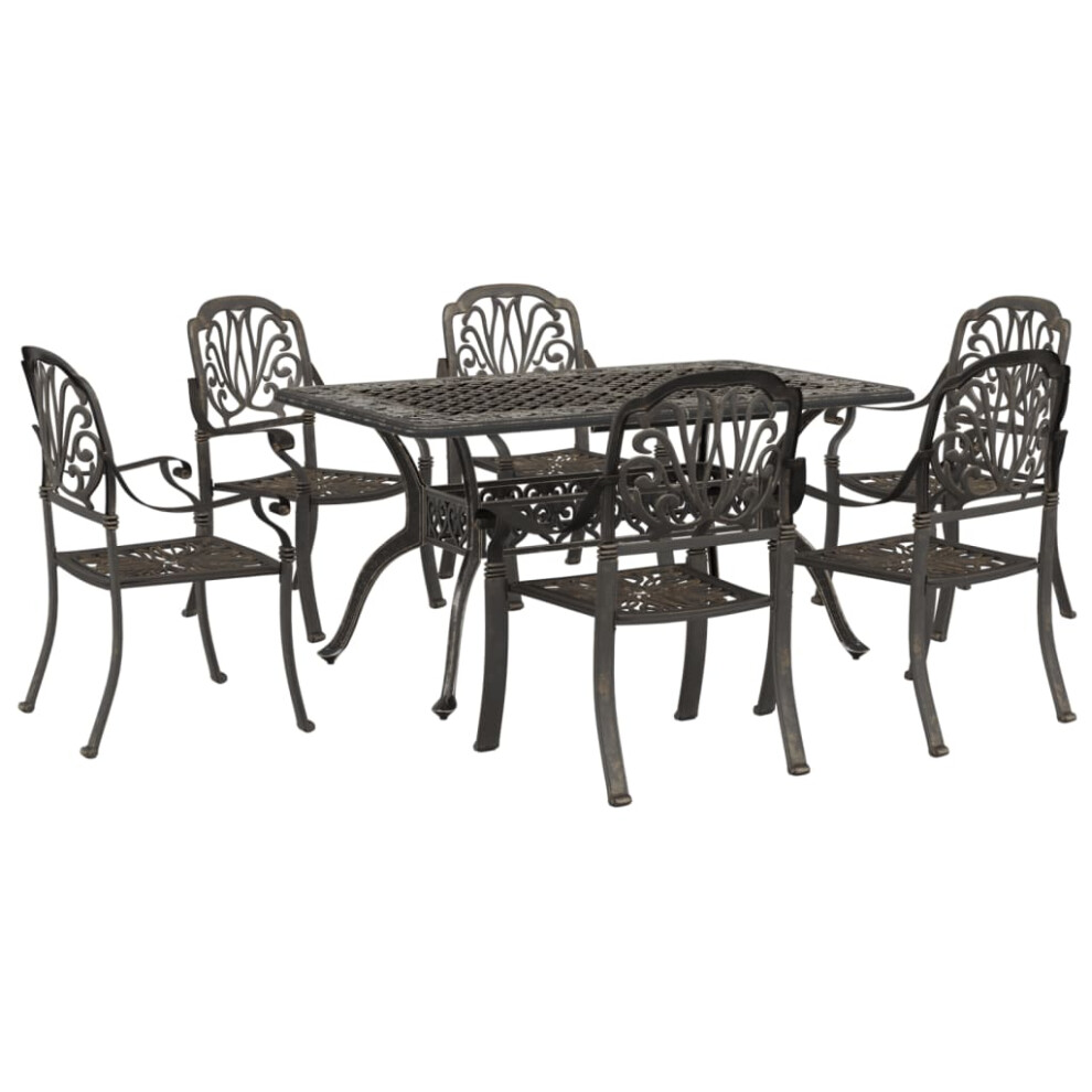 (bronze, 6 piece) vidaXL Garden Dining Set 7 Piece Outdoor Table and Chair Bronze Cast Aluminium