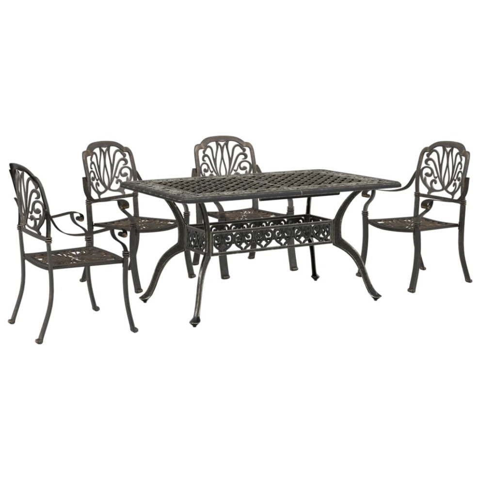 (bronze, 4 piece) vidaXL Garden Dining Set 7 Piece Outdoor Table and Chair Bronze Cast Aluminium