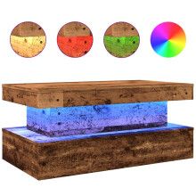 (old wood, 90 x 50 x 40 cm) vidaXL Coffee Table with LED Lights Hallway Accent End Table Side Sofa Table
