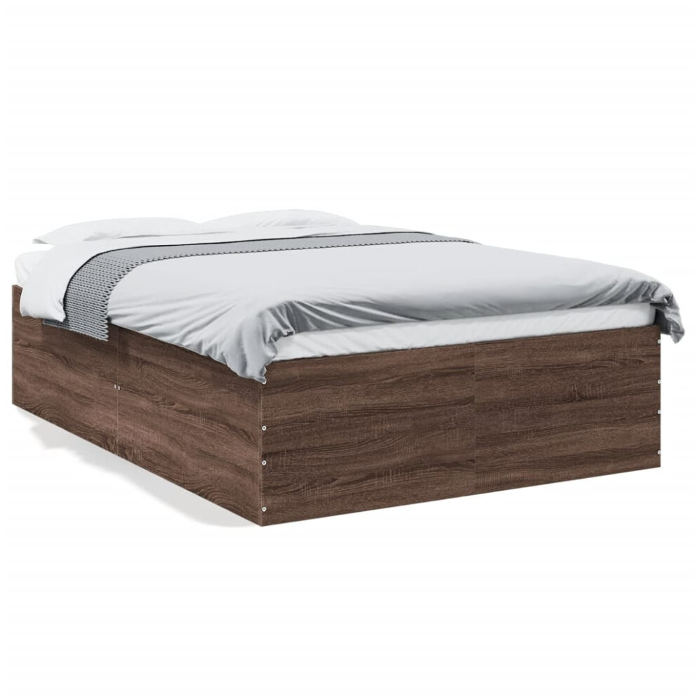 (brown oak, 140 x 190 cm/ 45 cm) vidaXL Bed Frame Home Bed Base Bedstead Brown Oak 140x190 cm Engineered Wood