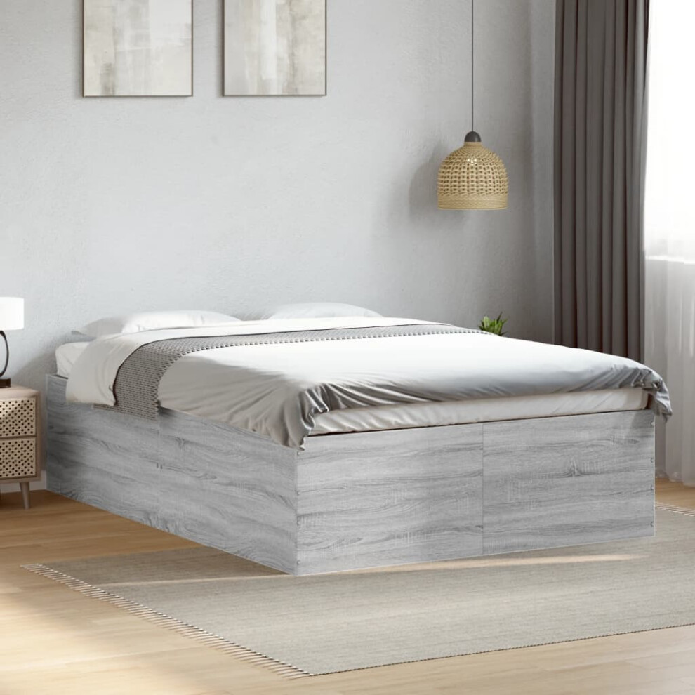 (grey sonoma, 140 x 200 cm/ 45 cm) vidaXL Bed Frame Home Bed Base Bedstead Brown Oak 140x190 cm Engineered Wood