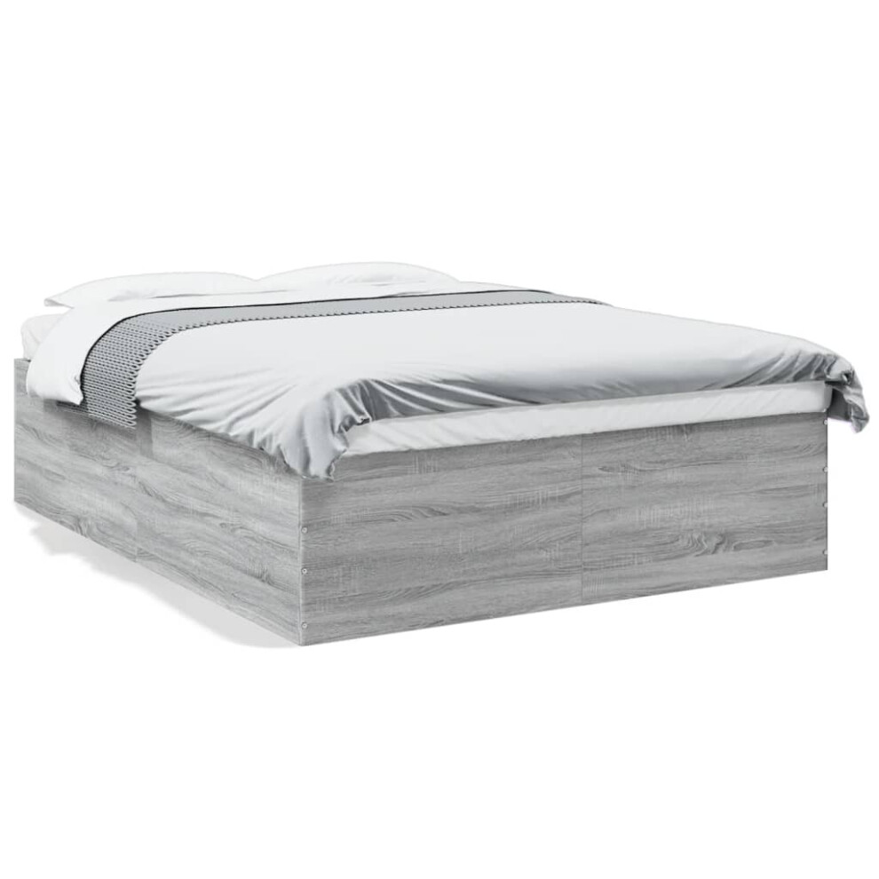 Vidaxl (Grey Sonoma, 160 X 200 Cm/ 45 Cm) Bed Frame Home Bed Base Bedstead Brown Oak 140X190 Cm Engineered Wood