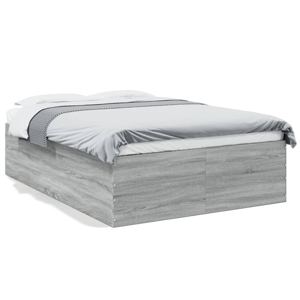 Vidaxl (Grey Sonoma, 140 X 190 Cm/ 45 Cm) Bed Frame Home Bed Base Bedstead Brown Oak 140X190 Cm Engineered Wood