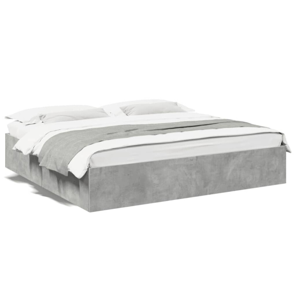 (concrete grey, 180 x 200 cm/ 35 cm) vidaXL Bed Frame Home Bed Base Bedstead Brown Oak 140x190 cm Engineered Wood