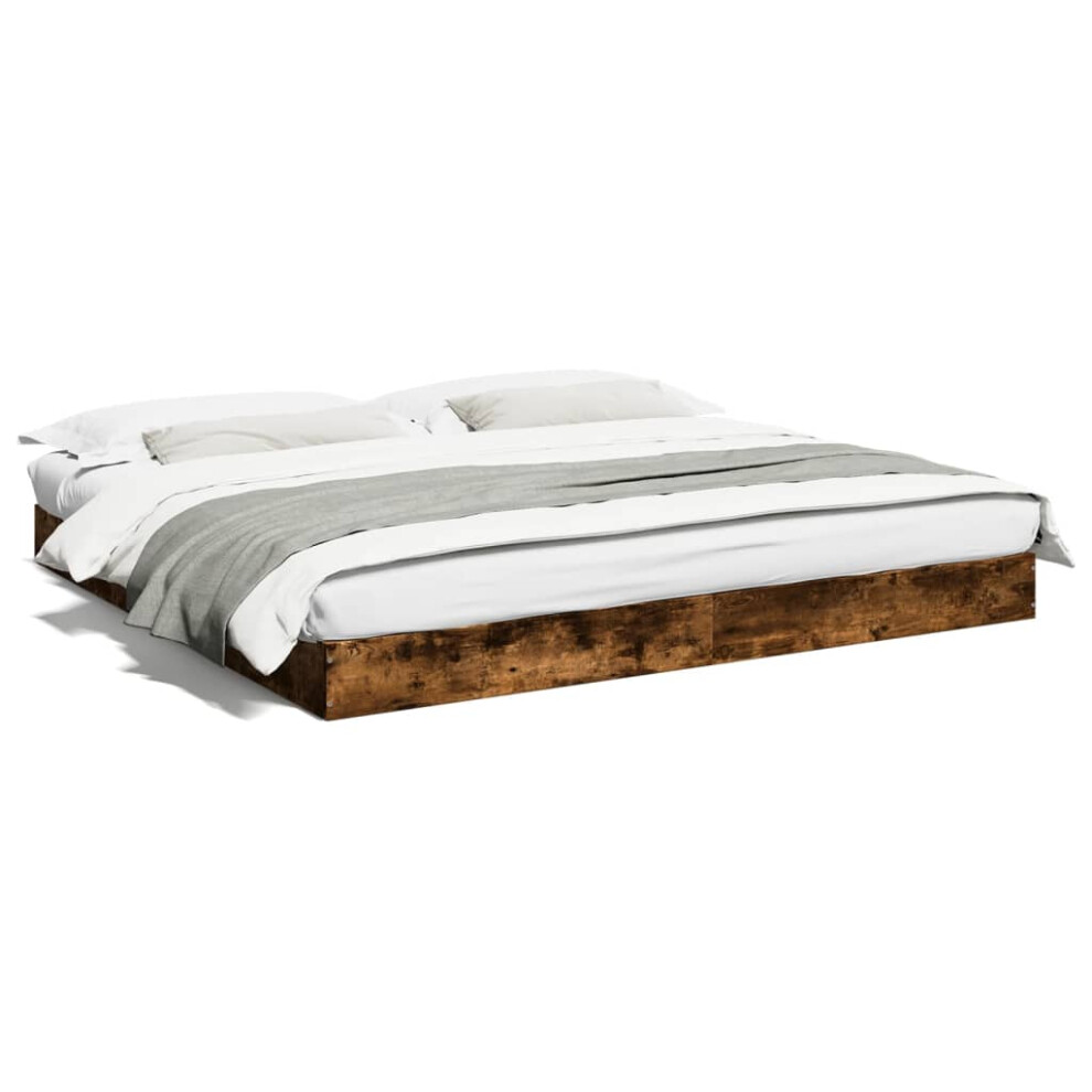 (smoked oak, 180 x 200 cm/ 17 cm) vidaXL Bed Frame Home Bed Base Bedstead Brown Oak 140x190 cm Engineered Wood