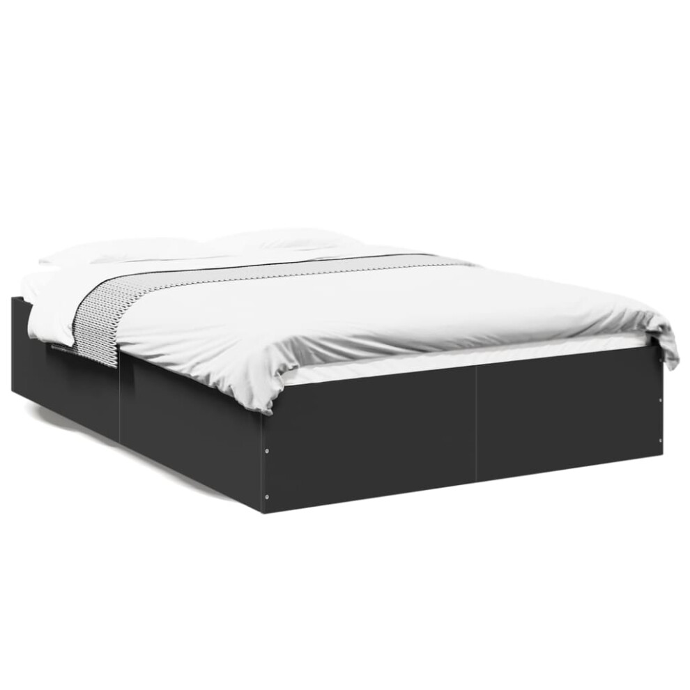 Vidaxl (Black, 135 X 190 Cm/ 35 Cm) Bed Frame Home Bed Base Bedstead Brown Oak 140X190 Cm Engineered Wood