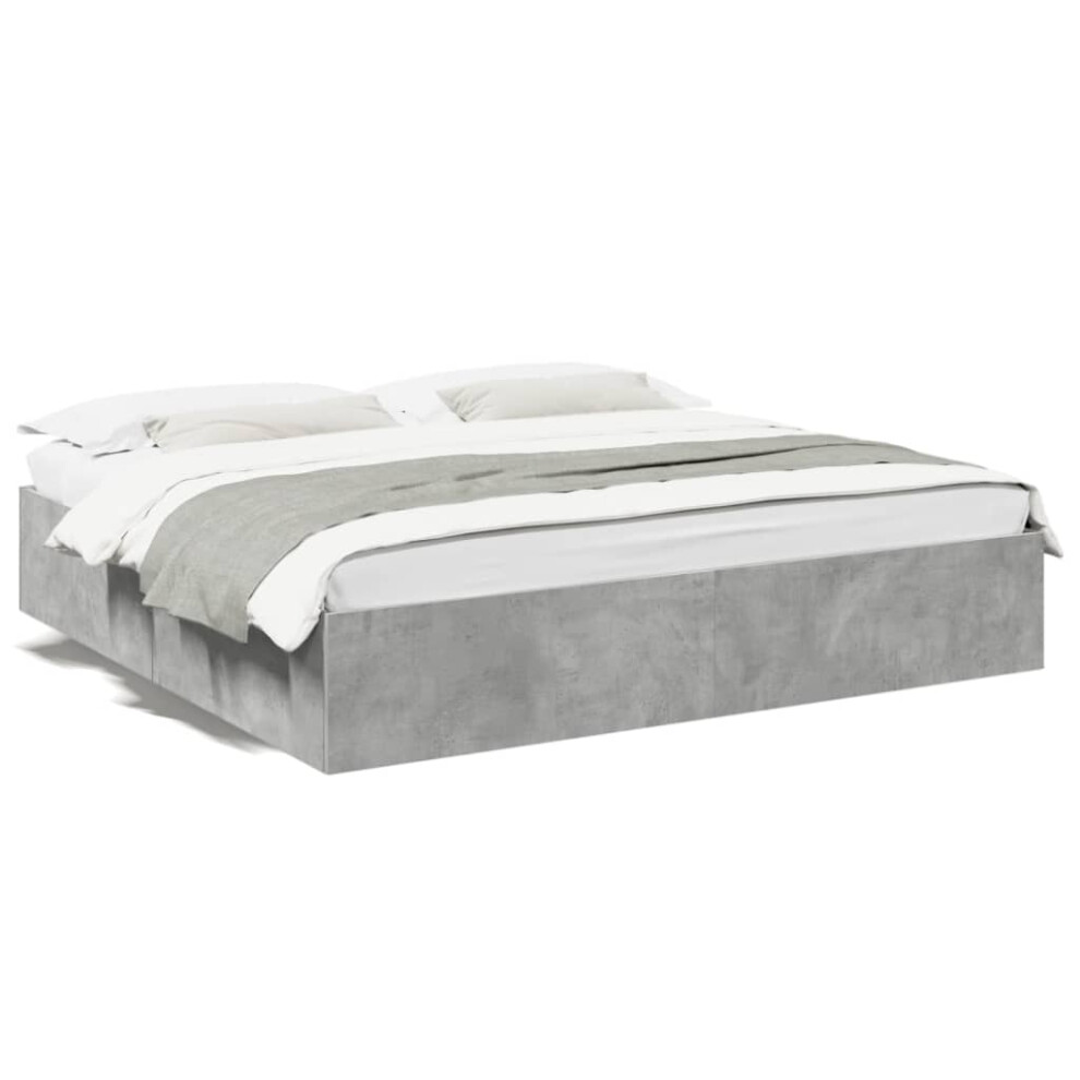 (concrete grey, 200 x 200 cm/ 35 cm) vidaXL Bed Frame Home Bed Base Bedstead Brown Oak 140x190 cm Engineered Wood