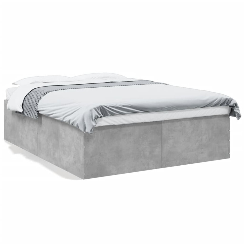 (concrete grey, 160 x 200 cm/ 45 cm) vidaXL Bed Frame Home Bed Base Bedstead Brown Oak 140x190 cm Engineered Wood