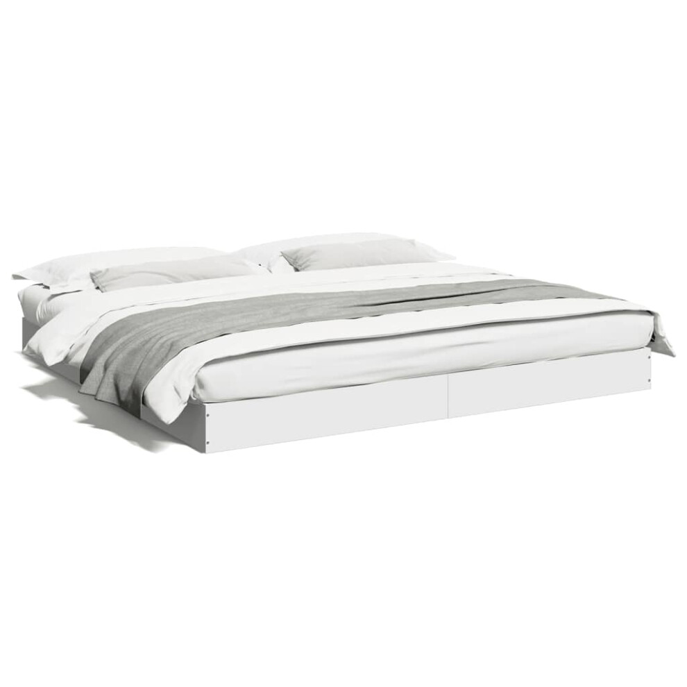 Vidaxl (White, 180 X 200 Cm/ 17 Cm) Bed Frame Home Bed Base Bedstead Brown Oak 140X190 Cm Engineered Wood