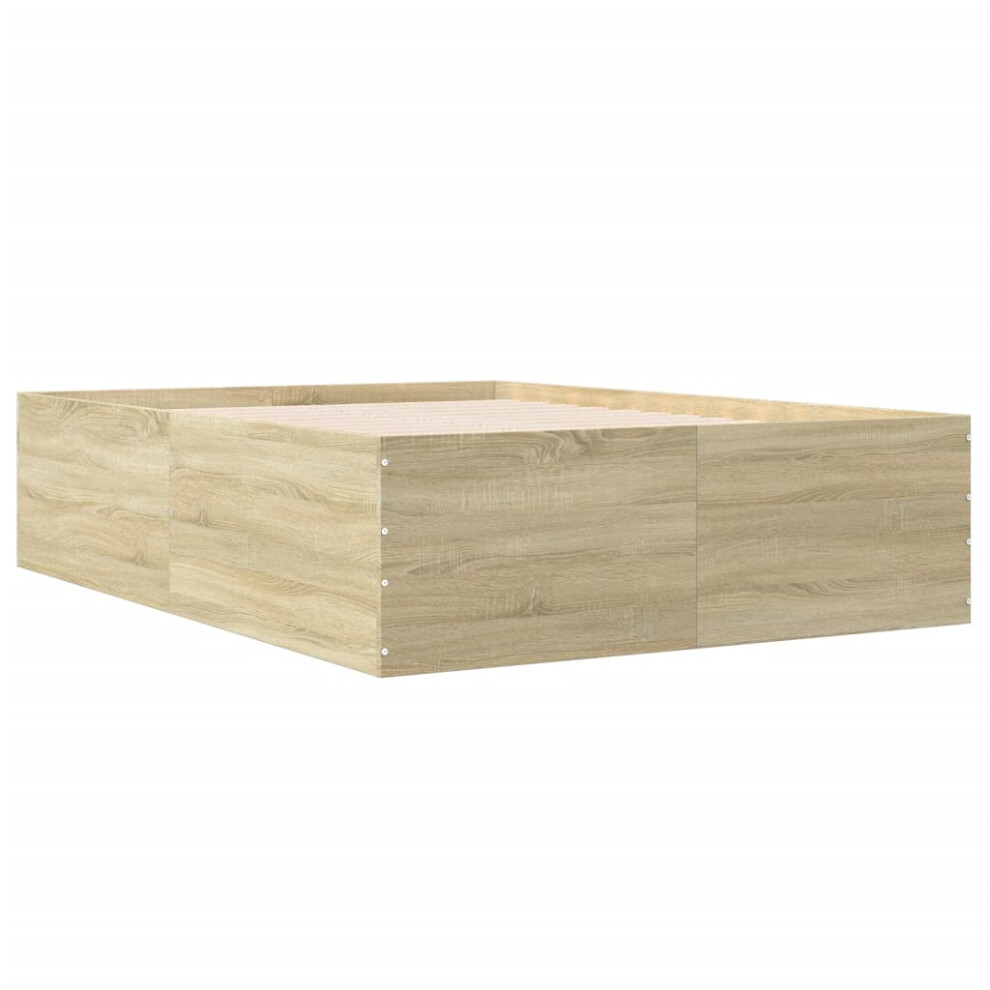 Vidaxl (Sonoma Oak, 135 X 190 Cm/ 45 Cm) Bed Frame Home Bed Base Bedstead Brown Oak 140X190 Cm Engineered Wood