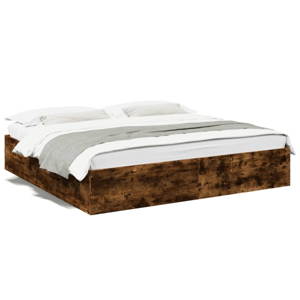 (smoked oak, 200 x 200 cm/ 35 cm) vidaXL Bed Frame Home Bed Base Bedstead Brown Oak 140x190 cm Engineered Wood