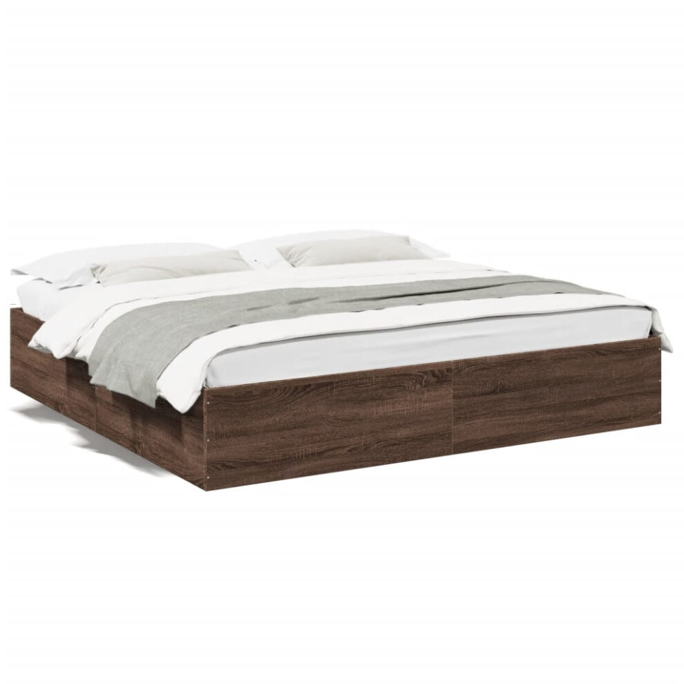 (brown oak, 200 x 200 cm/ 35 cm) vidaXL Bed Frame Home Bed Base Bedstead Brown Oak 140x190 cm Engineered Wood