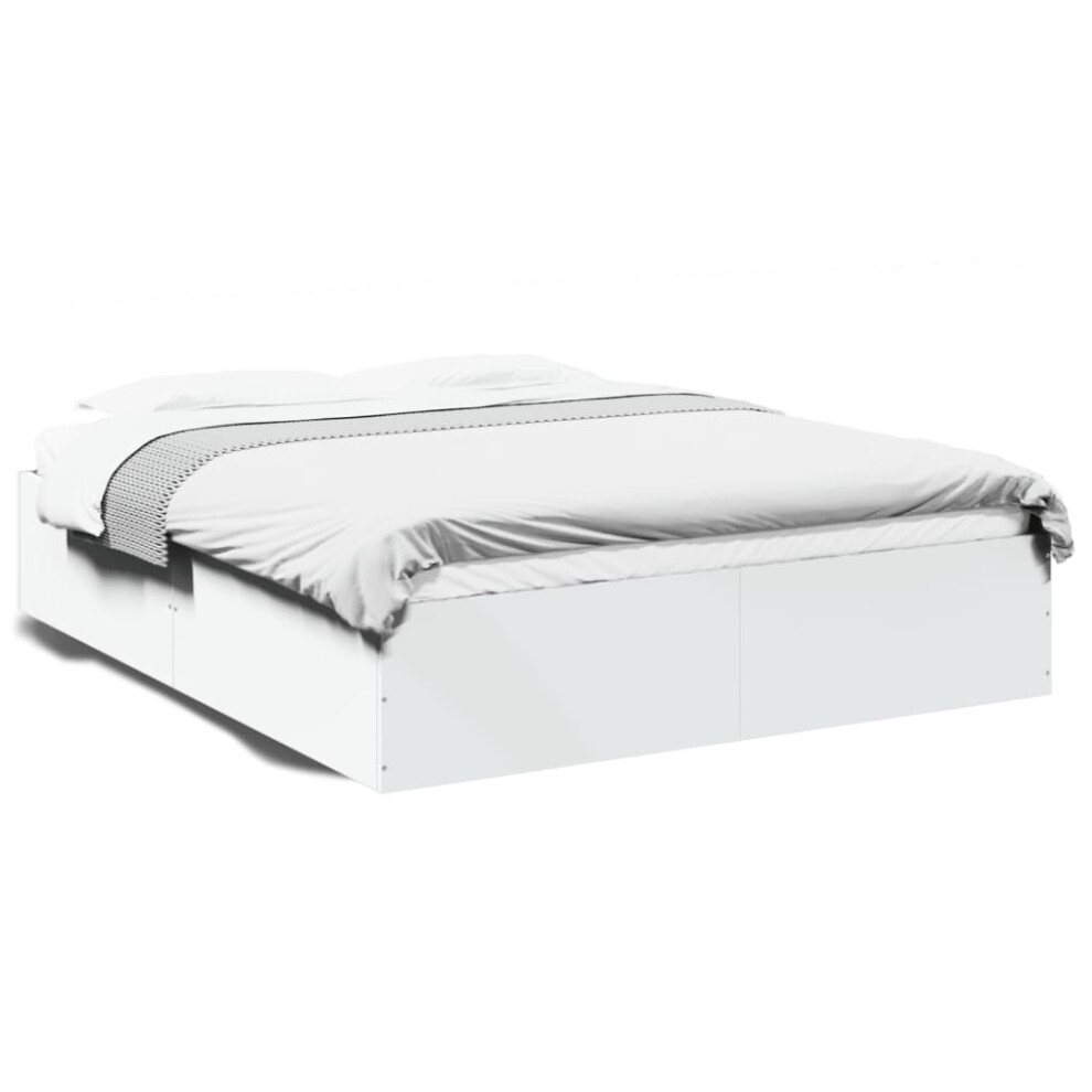 Vidaxl (, 150 X 200 Cm/ 35 Cm) Bed Frame Home Bed Base Bedstead Brown Oak 140X190 Cm Engineered Wood White
