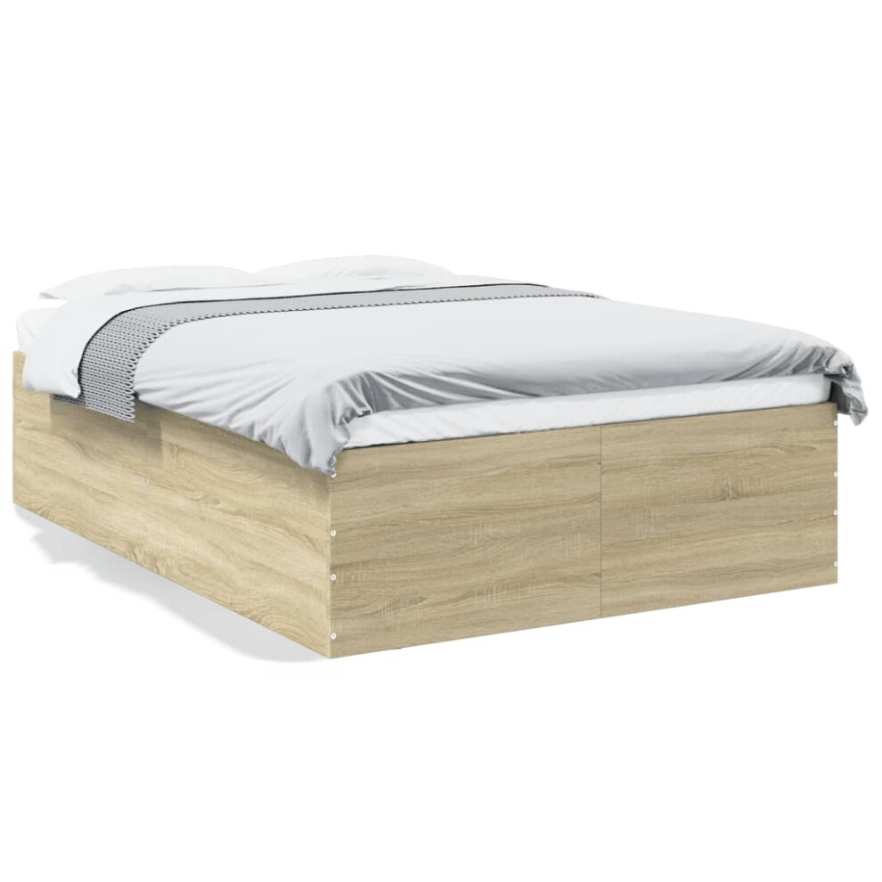 Vidaxl (Sonoma Oak, 140 X 200 Cm/ 45 Cm) Bed Frame Home Bed Base Bedstead Brown Oak 140X190 Cm Engineered Wood