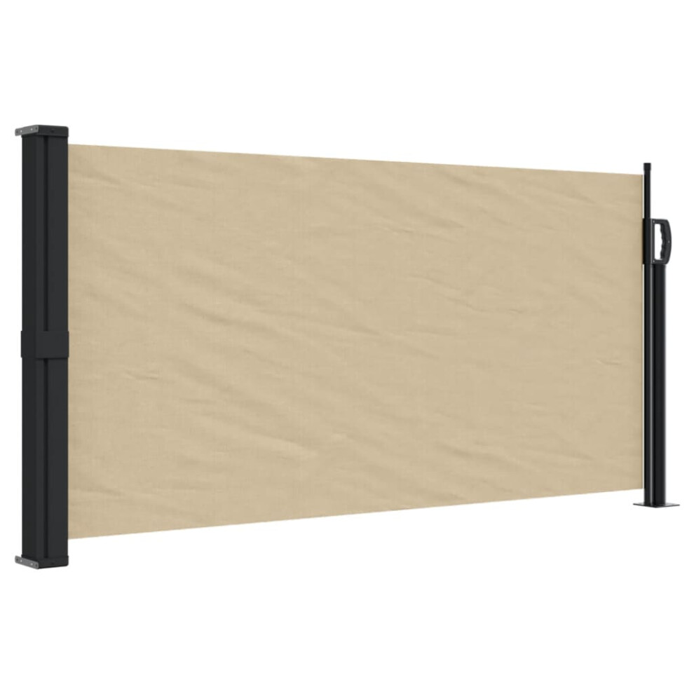 Vidaxl (Beige, 100 X 500 Cm) Retractable Side Awning Outdoor Privacy Screen Balcony Sunshade Shelter