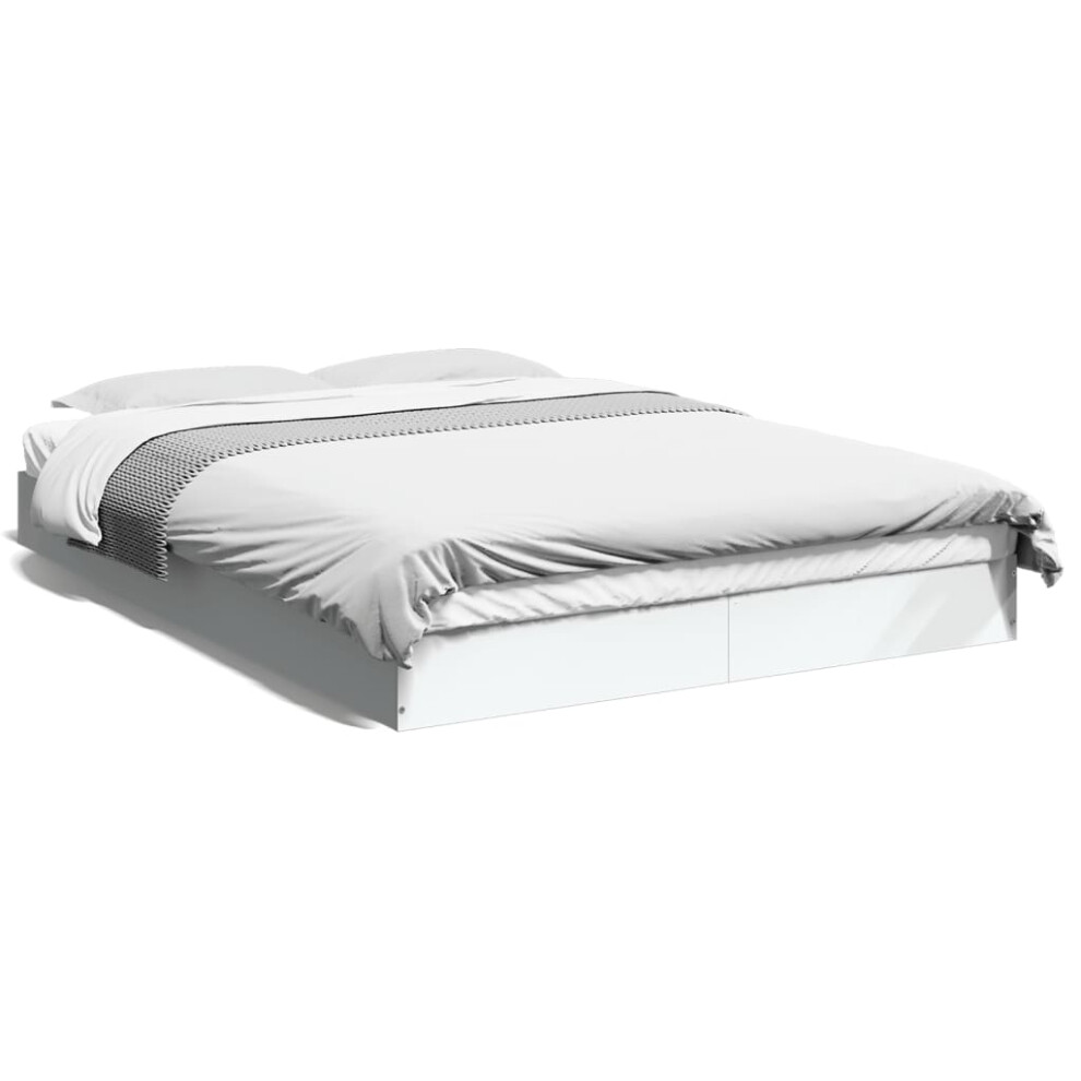 Vidaxl (White, 140 X 200 Cm/ 17 Cm) Bed Frame Home Bed Base Bedstead Brown Oak 140X190 Cm Engineered Wood