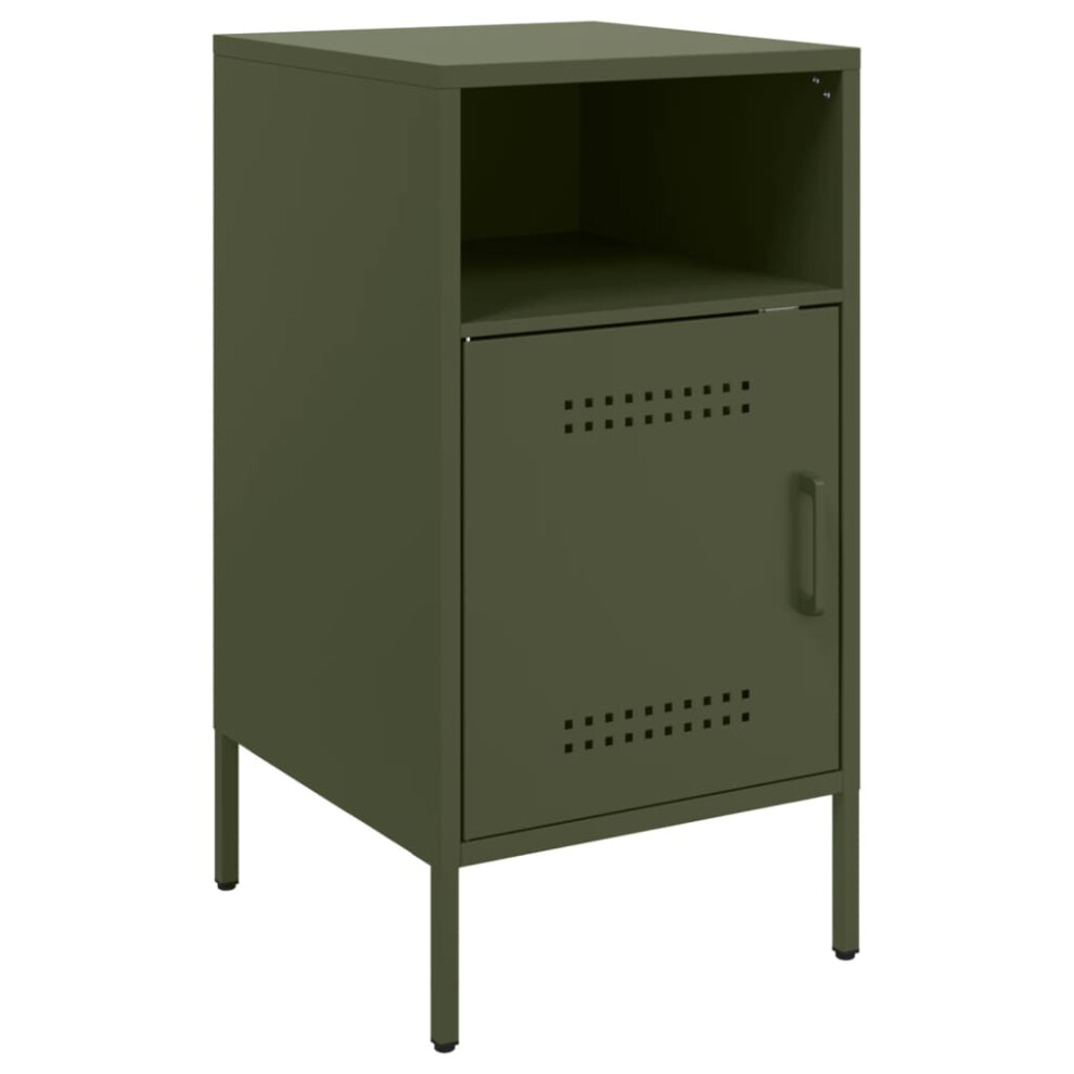 (green, 1 pcs) vidaXL Bedside Cabinet Bedroom Nightstand Bed Side Table Olive Green Steel