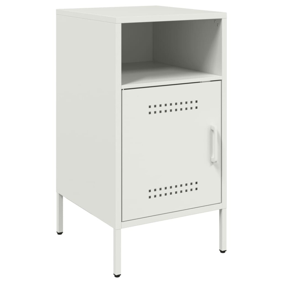 Vidaxl (White, 1 Pcs) Bedside Cabinet Bedroom Nightstand Bed Side Table Olive Green Steel