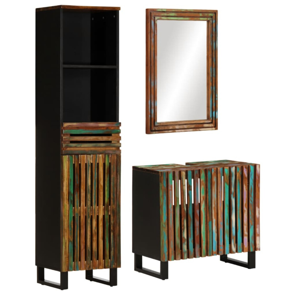 New Vidaxl (Multicolour, Solid Acacia Wood) Bathroom Furniture Set Sink Cabinet Cupboard Solid Wood Rough Mango Brown 3217105