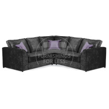 (Black, 5 Seater Symmetrical Corner) Crystal Crushed Velvet Full Back Corner Sofa Range