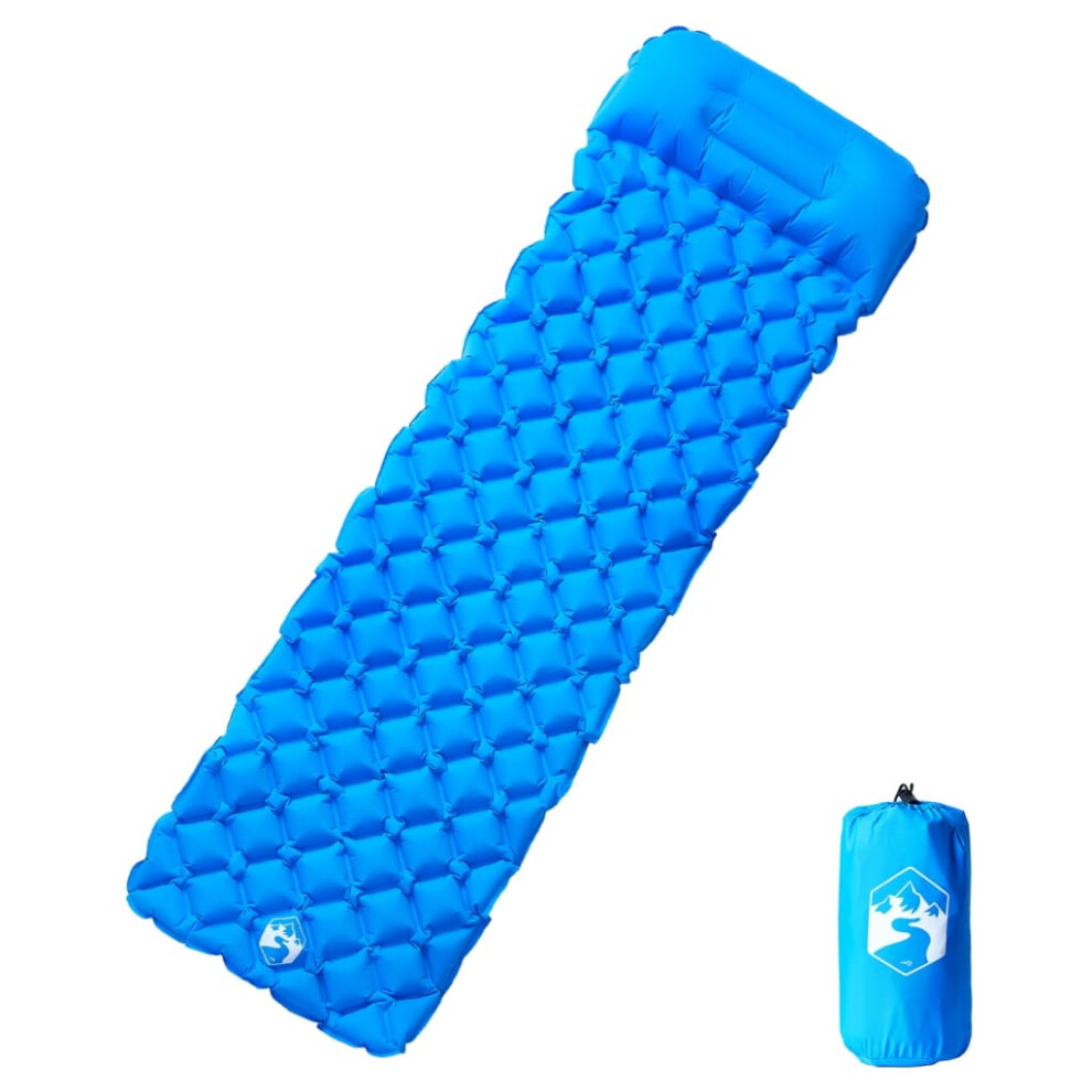 Vidaxl (Blue) Inflating Camping Mattress With Integrated Pillow Outdoor Sleeping Mat Blue