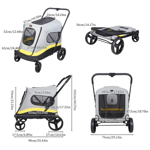Bingopaw Large Dog Stroller 4 Wheels Folding Pet Stroller Jogging Carriage 1