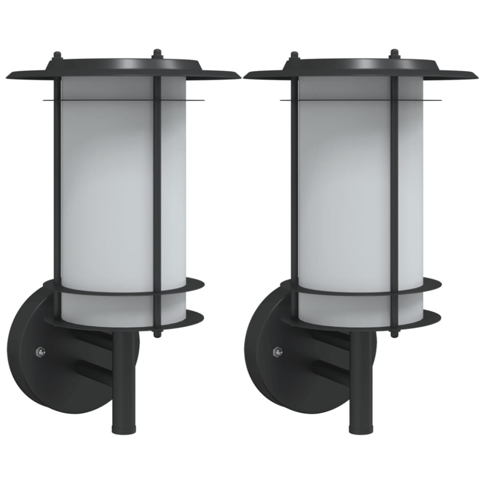 (black, 2 pcs/ without sensor) vidaXL Outdoor Wall Lights with Sensors Wall Lamp 2 pcs Black Stainless Steel