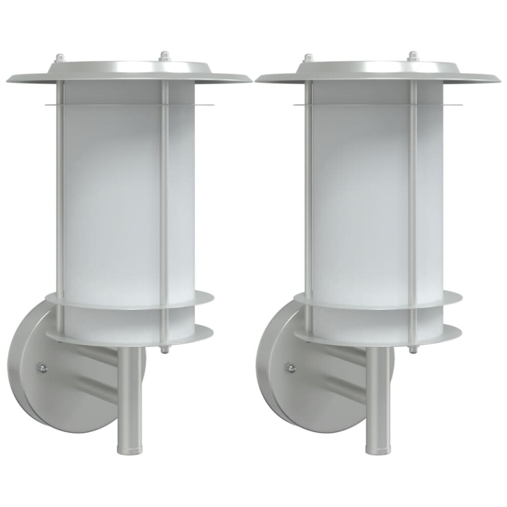 Vidaxl (Silver, 2 Pcs/Without Sensor) Outdoor Wall Lights With Sensors Wall Lamp 2 Pcs Black Stainless Steel