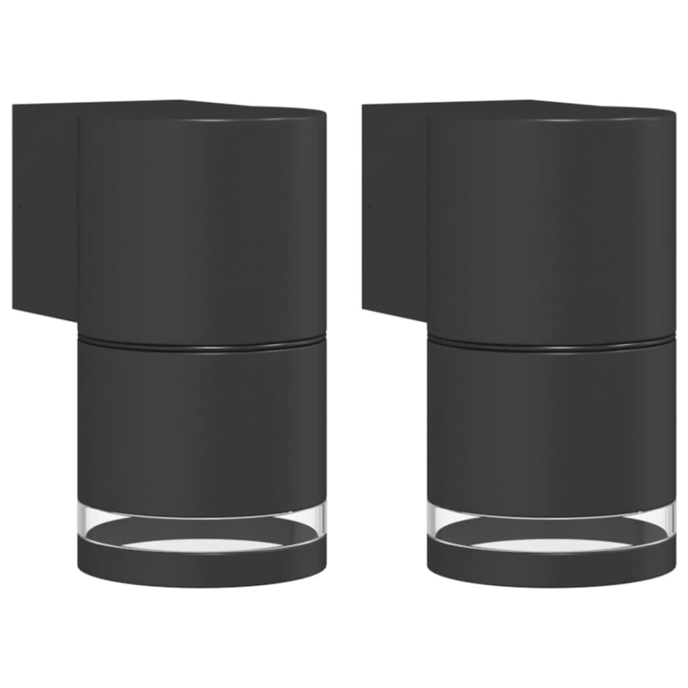 Photos - Floodlight / Street Light VidaXL   Outdoor Wall Lights Porch Wall Lamp 2 pcs Black Die-cast Aluminium 4006321 (2 pcs)