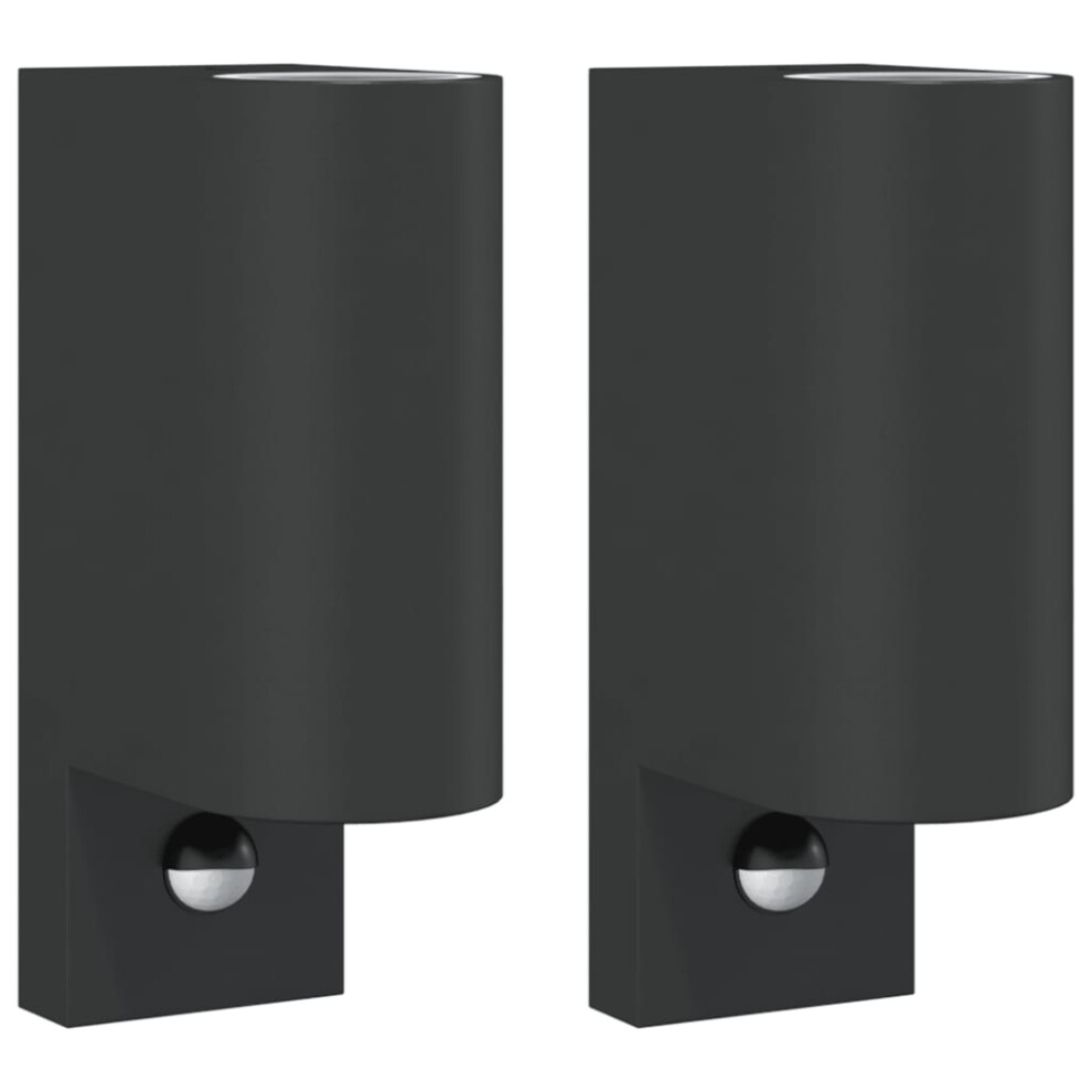 (with sensor, 2 pcs) vidaXL Outdoor Wall Light Door Wall Lantern Wall Lamp Black Die-cast Aluminium