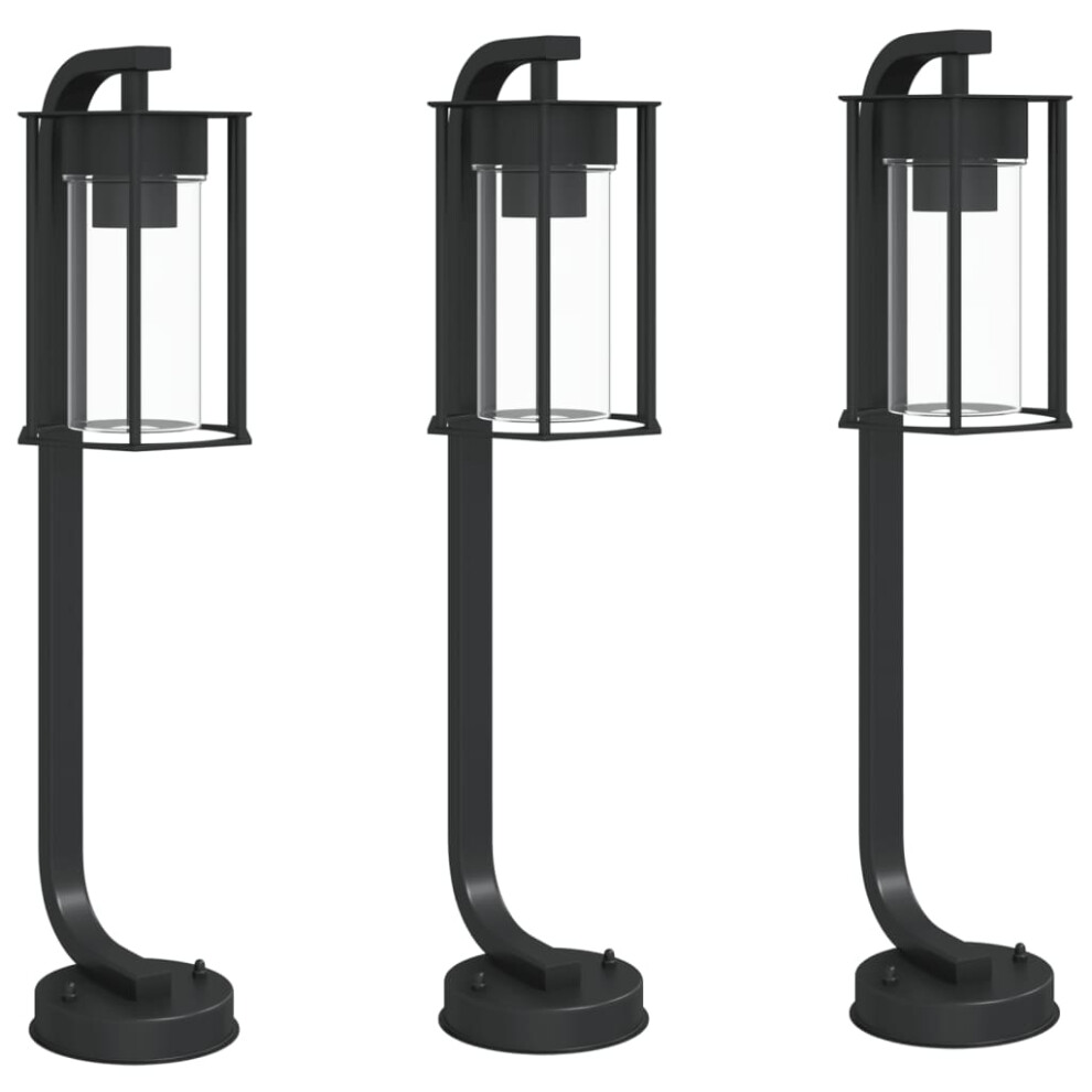 (60 cm/ 3 pcs) vidaXL Outdoor Floor Lamps Pathway Lights Garden Light Black Stainless Steel